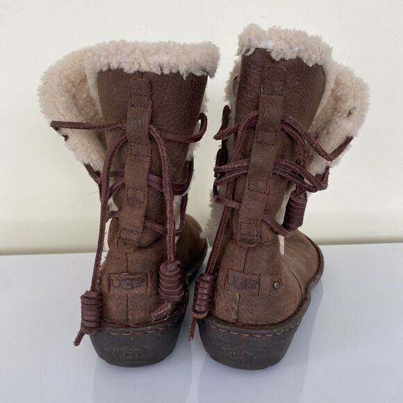 Ugg Boots Size 9 Akadia Brown Shearling Lined Winter Boho Cabincore Classic - Picture 4 of 10